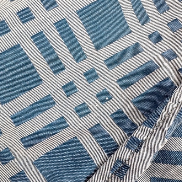 VTG Burberry London Button Down Shirt Blue Geometric Grid Check Cotton Men XL - Picture 8 of 8